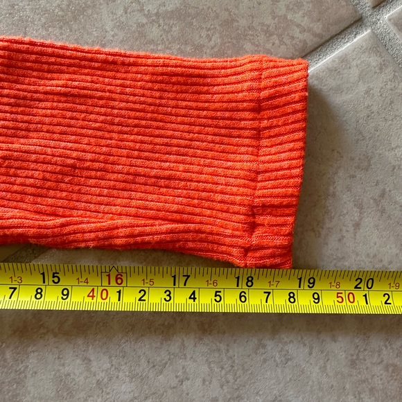 Zara Women Ribbed Dress with Slit Orange Maxi Long Size S - Picture 4 of 9